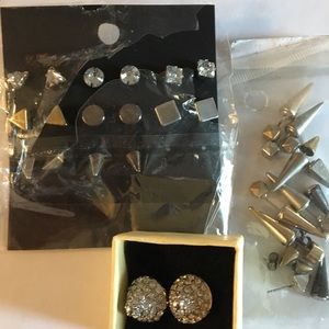 Gold silver spike stone mix & match earrings NEW